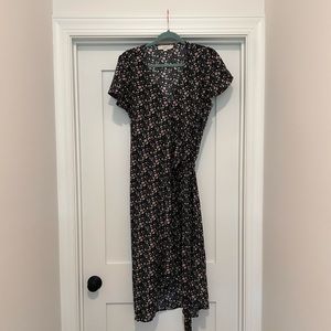 LOFT floral midi wrap dress (Maternity)